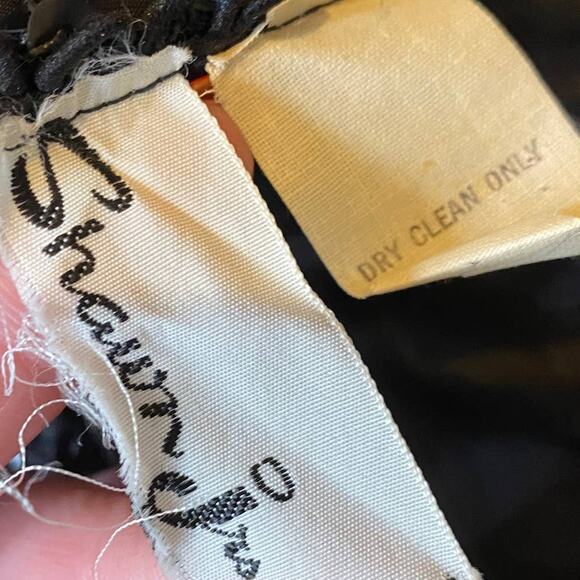 Vintage Shawn Jos 1970s Formal Gown Maxi Dress Black Sequin V Neck Womens Small - Picture 6 of 9